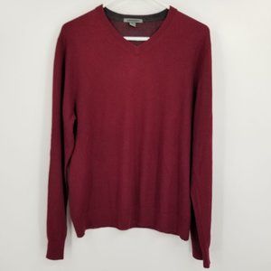Johnston & Murphy Silk Angora Red V Neck Pullover Sweater Size Medium